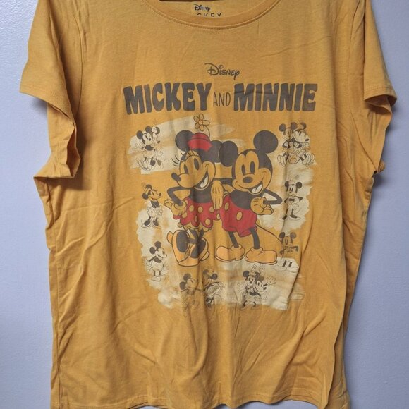 Disney Mickey Minnie Mouse Yellow Womens XXL Tee Shirt Short Sleeve - Picture 2 of 8